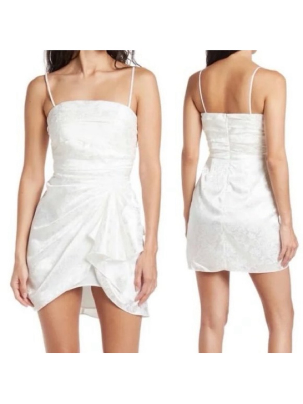 Ronny Kobo June  Floral Jacquard Draped Mini Dress in White Size Small  Bridal